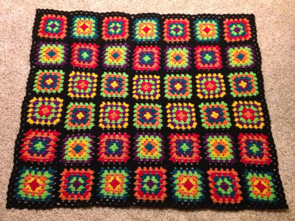 Granny Square Afghan. Etsy