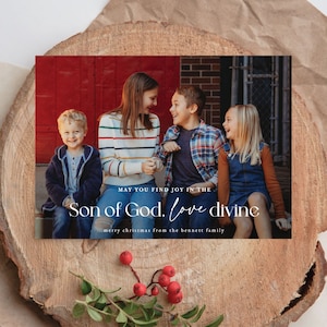 Religiöse Foto Weihnachtskarte, Sohn Gottes, Love Divine, Weihnachtskarten Vorlage, digitale Weihnachtskarte, Christliche Karte,
