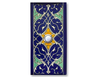 Doorbell 3x6 - Handcrafted Ceramic Tile Cover with Lighted Button - 3 x 6
