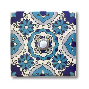 Doorbell 4.25 x 4.25 - Handcrafted Ceramic Tile Cover with Lighted Button