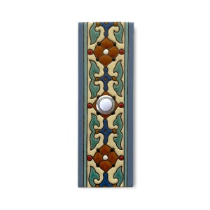 Doorbell 2x6 - 02SB Handcrafted Ceramic Tile Cover with Lighted Button - 2 x 6