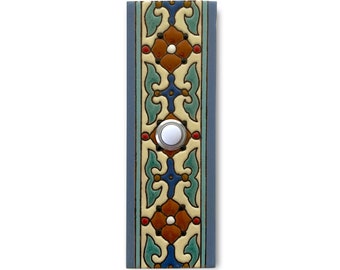 Doorbell 2x6 - 02SB Handcrafted Ceramic Tile Cover with Lighted Button - 2 x 6