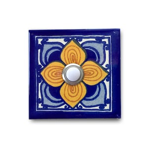 Doorbell 3x3 - Handcrafted Ceramic Tile Cover with Lighted Button - 3 x 3