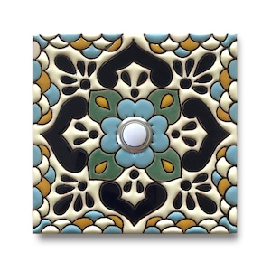 Doorbell 4x4 - 406SB Handcrafted Ceramic Tile Cover with Lighted Button - 4 x 4