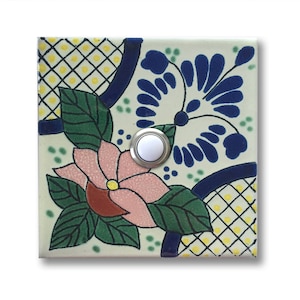 Doorbell 4.25 x 4.25 - Handcrafted Ceramic Tile Cover with Lighted Button