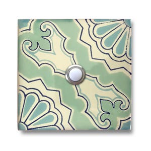 Doorbell 4.25 x 4.25 Handcrafted Ceramic Tile Cover with Lighted Button image 1