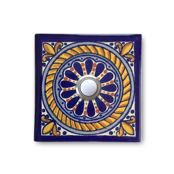 Doorbell 3x3 - Handcrafted Ceramic Tile Cover with Lighted Button - 3 x 3
