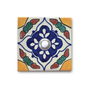 Doorbell 3x3 - Handcrafted Ceramic Tile Cover with Lighted Button - 3 x 3