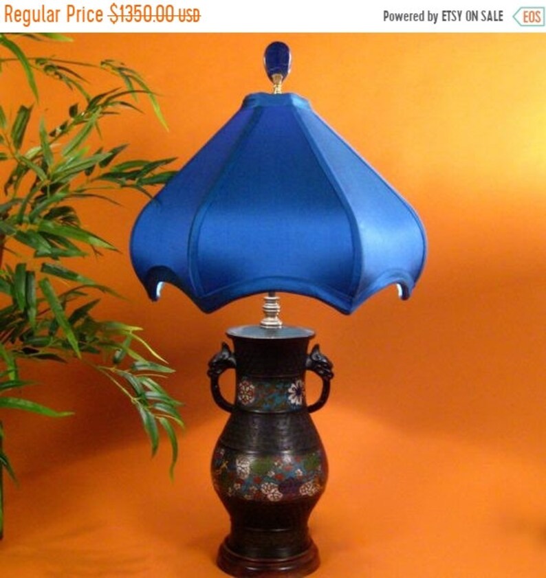 Vintage Cloisonné Table Lamp Handmade Lamp Shade Royal Etsy
