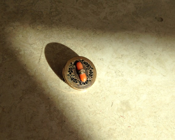 Victorian 14K gold pin solid gold and coral Brooc… - image 3