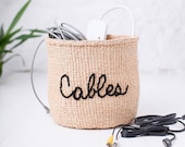 CABLES - Embroidered Storage Basket for Cables, Unique Gift for Men