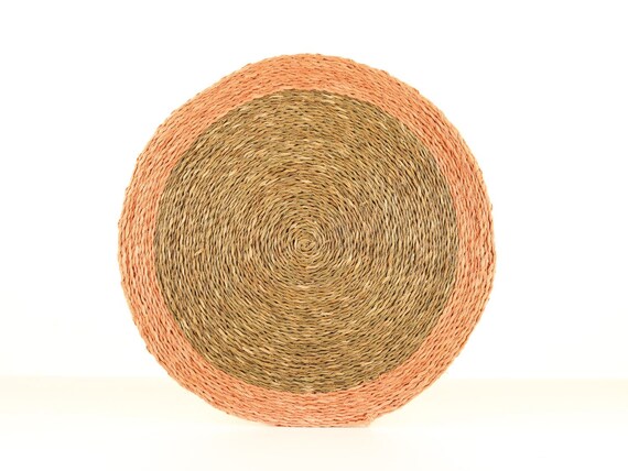 Blush Pink And Natural Handwoven Placemat Mix Match Australia Blush Pink And Natural Handwoven, Pink Round Placemats Australia