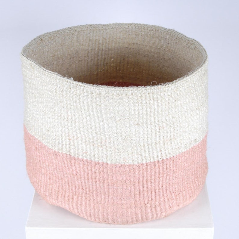 JIONI XL Dusky Pink Storage Basket. Round Handowoven Sisal Etsy