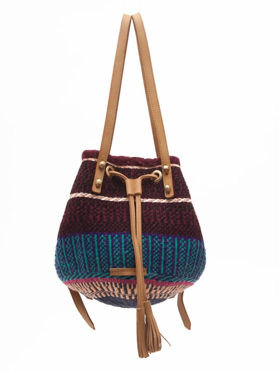 Asali Sac A Dos En Laine Rouge Et Bleu Tisse A La Main Sac Etsy
