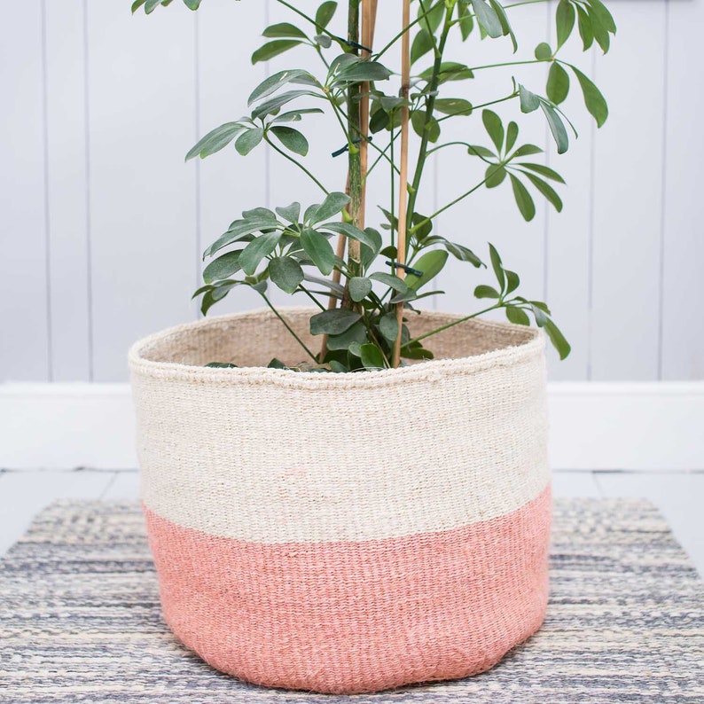 JIONI XL Dusky Pink Storage Basket. Round Handowoven Sisal Etsy