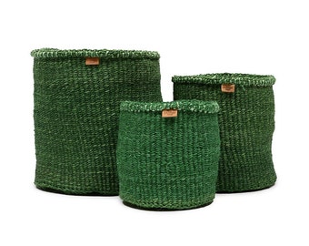 Panier de rangement tissé vert fougère