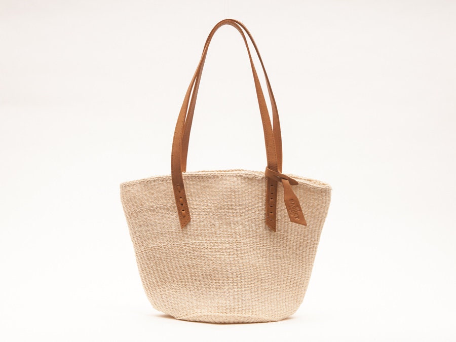 UHAI: Handwoven Natural Sisal Tote Bag. Basket Shopper With | Etsy