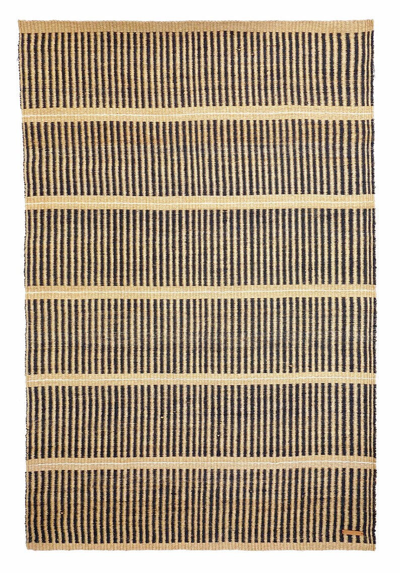 Large Black & Natural Woven Sisal Rug Etsy