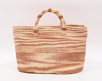 Sac shopping tissé végétalien rose tie-dye. Sac panier en sisal.