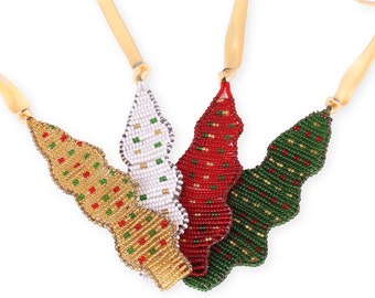 Handwoven Beaded Christmas Tree Decoration