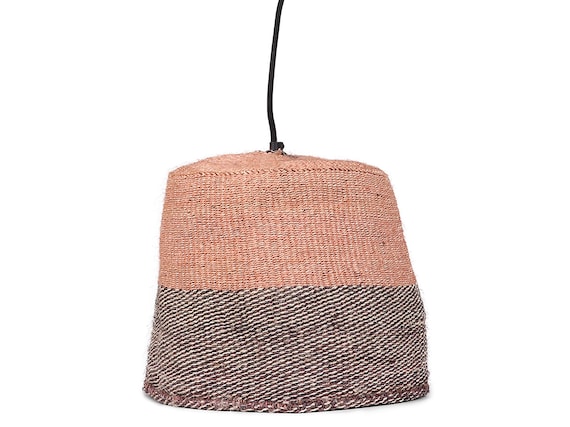 Dusky Pink, Black & White Pendant Shade. Woven Lampshade, Lighting Accessories