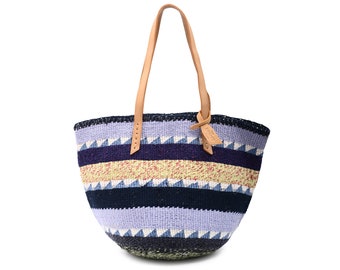 NAWE: Handwoven Black and Purple Wool Tote Bag