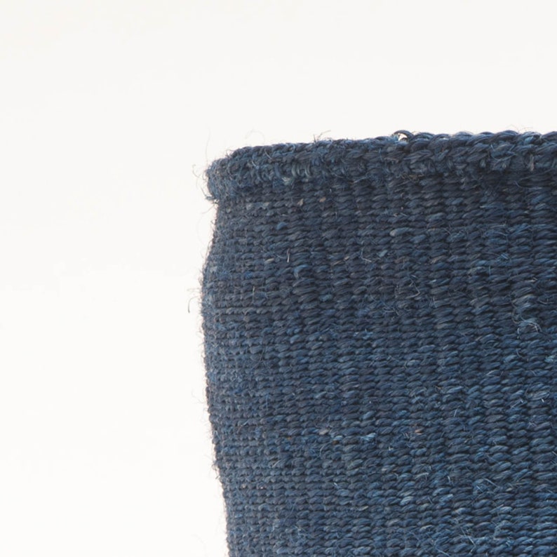 BLUU Denim Blue Woven Storage Basket. Round Handwoven Sisal Etsy