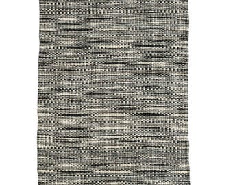 Black and White Woven Floor Mat