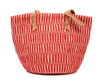 Red Wool and Sisal Tote Bag