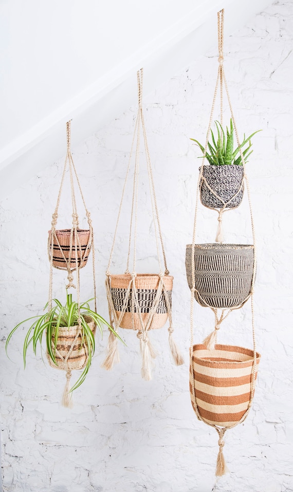 plant 3 hanger macrame tier diy Hanger Jute Plant Etsy Macrame