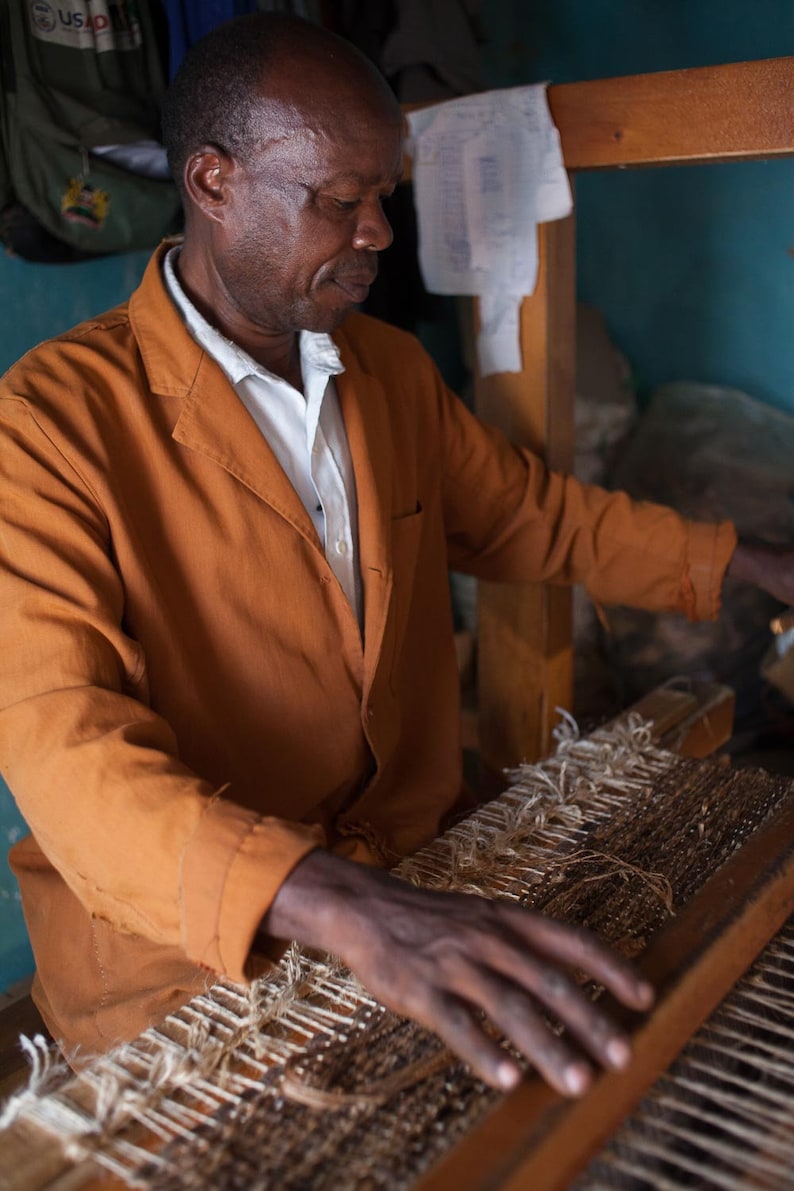 Large Black & Natural Woven Sisal Rug Etsy
