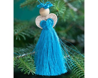 Handwoven Turquoise Love Angel Tree Decoration