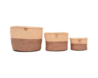 Baked Tile & Sand Duo Colour Block Woven Basket