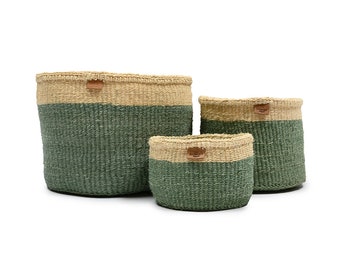 Green & Yellow Duo Colour Block Woven Basket