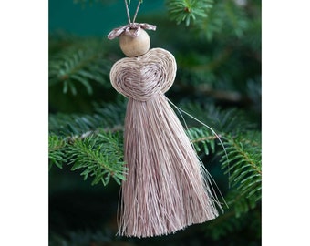 Handwoven Grey Love Angel Tree Decoration