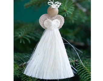 Handwoven White Love Angel Tree Decoration