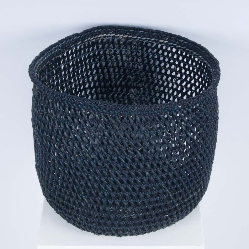 WAVU Black Open Weave Storage Baskets. Iringa basket. Round Etsy