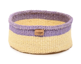 Purple & Yellow Sisal Bread Basket. Colourful Tableware and Trinket Basket