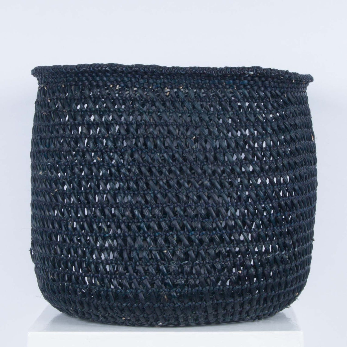 WAVU Black Open Weave Storage Baskets. Iringa basket. Round Etsy