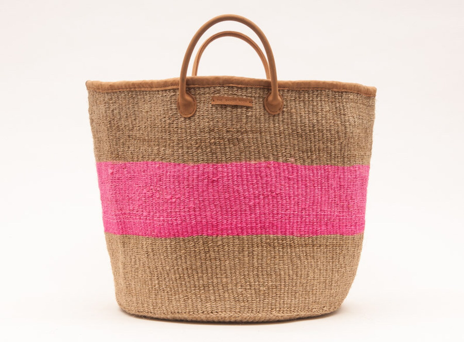 KITAMBAA Natural and Pink Stripe Woven Laundry Basket. Sisal - Etsy