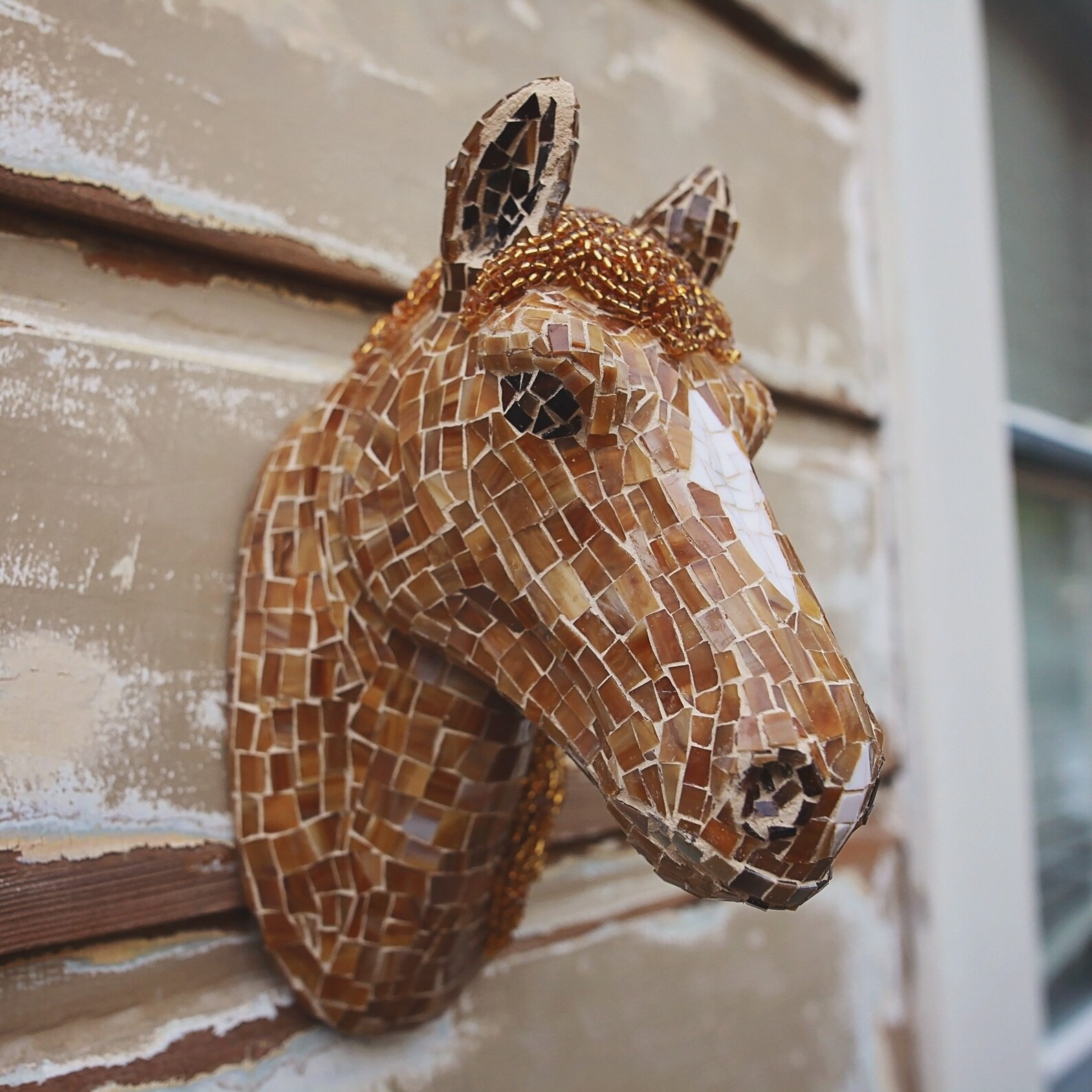 Palomino Mosaic and Beaded Horse Head wall hanging Etsy