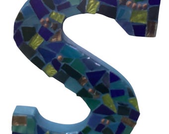 Mosaic Letter S: Multicolored Glass Tile Home Decor