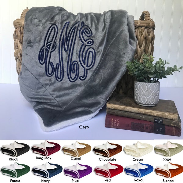 Personalized Monogrammed Sherpa Blanket,Graduation,College,Bridesmaid,Wedding,House Warming,Home,Bedroom,Travel,Kids,Mothers Day,Christmas