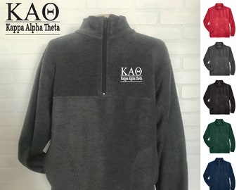 Kappa Alpha Theta // Theta // Sorority Embroidered Fleece Quarter Zip Jacket // Pullover