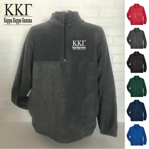 Kappa Kappa Gamma // Kappa // Sorority Embroidered Fleece Quarter Zip Jacket // Pullover