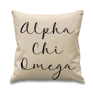 Alpha Chi Omega // A Chi O // Sorority Canvas Pillow // 17x17 // Cursive Pillow // Sorority and Greek Gift Item// Big Little Gift