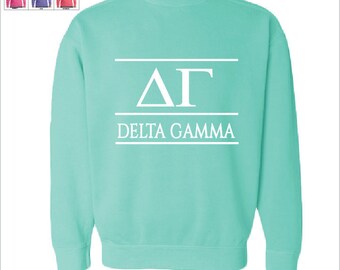 Delta Gamma  // DG // Sorority Comfort Color Greek Letters Sweatshirt // Choose Your Color