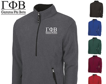 Gamma Phi Beta / Gamma Phi / Sorority Embroidered Fleece Quarter Zip Jacket / Charles River / Greek Apparel / Greek Pullover / Choose Color