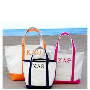 Sorority Cotton Canvas/Kappa Alpha Theta/Overnight Bag/Carry On/Zip Closure/Market Tote/Beach Tote/Vacation