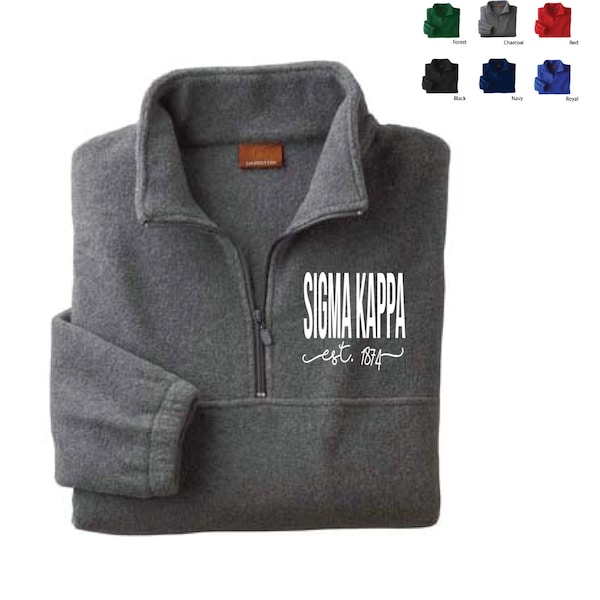 Sigma Kappa  // Sig Kap  // Sorority Embroidered Fleece Quarter Zip Jacket (Shorelines) // Pullover